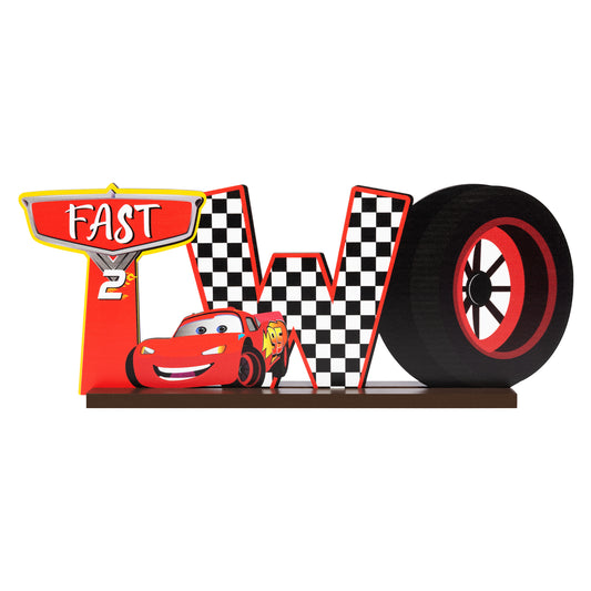 AccontOche Race Car Two Letter Sign Table Centerpieces Two Fast Theme Table Wooden Decoration Let’s Go Racing Party Supplies Favors for 2nd Birthday Boys Kids Teens Baby Shower Photo Booth Props