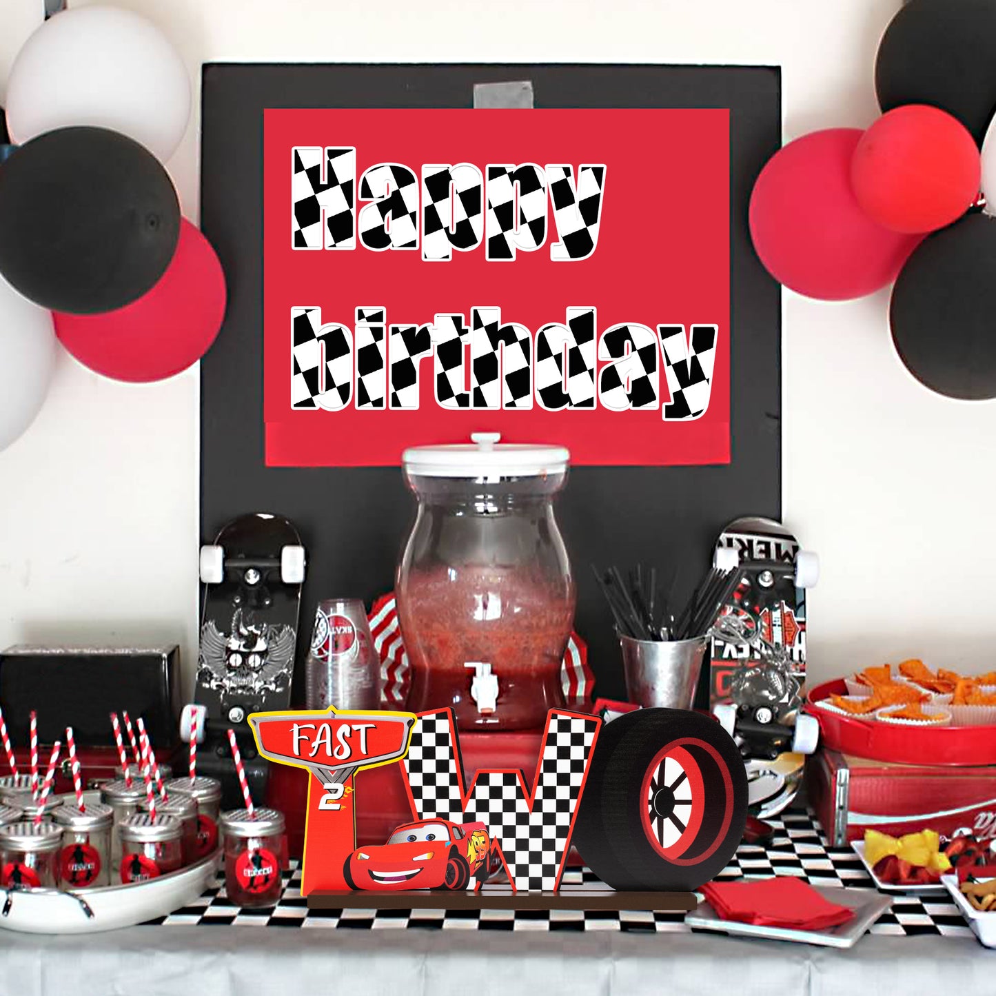 AccontOche Race Car Two Letter Sign Table Centerpieces Two Fast Theme Table Wooden Decoration Let’s Go Racing Party Supplies Favors for 2nd Birthday Boys Kids Teens Baby Shower Photo Booth Props